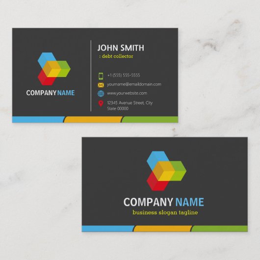 Debt Collector - Stijlvol donkerkleurig Visitekaartje (Voorkant / Achterkant)