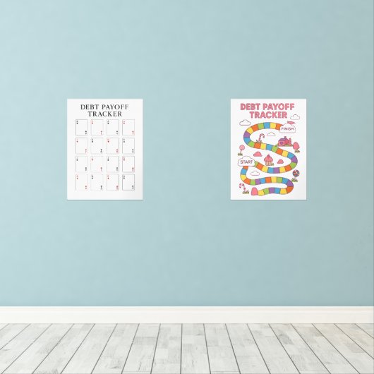 Debt Payoff Tracker Muurkunst Sets (Houten vloer)