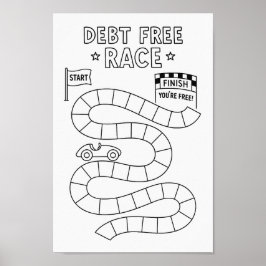 Debt Race Track Spel Poster Zwart & Wit