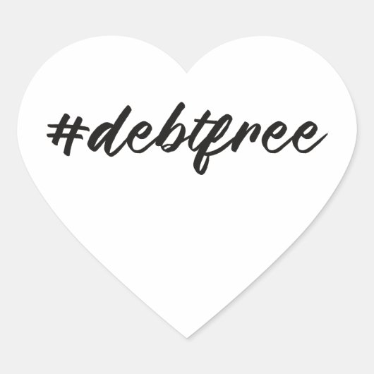 #debtfree (Hashtag Debt Free) penseelpen Hart Sticker (Voorkant)