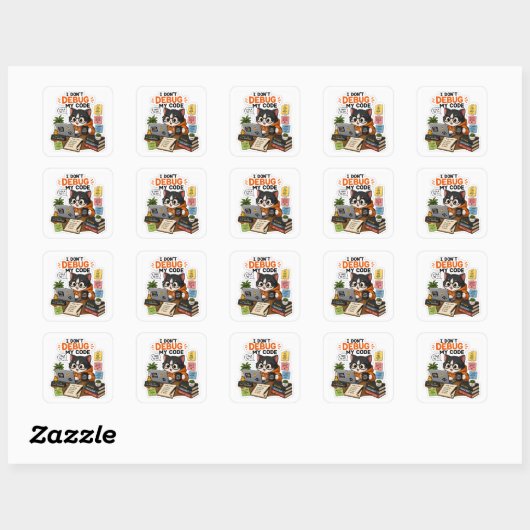 Debug Kat – Ik Debug Mijn Code Niet, Ik Praat Erme Vierkante Sticker (Vel)