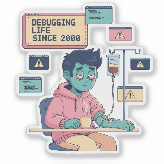 Debuggen van het leven Geeks programmeur Sticker (Voorkant)