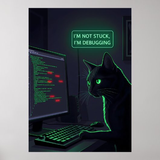 Debugging Cat Programmer - "I'm Not Stuck" Poster (Voorkant)