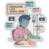 Debugging Life Geek Programmer Sticker (Voorkant)