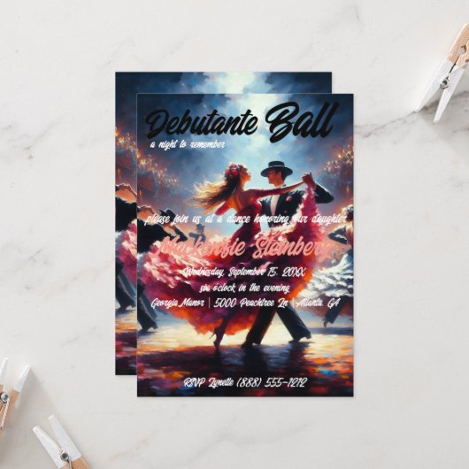Debutante Ball Cotillion Ballroom Dancing Kaart (Voorkant / Achterkant in situ)