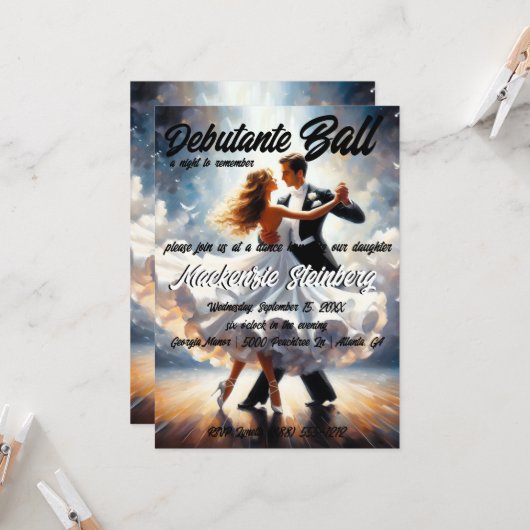 Debutante Ball Cotillion Ballroom Dancing Kaart (Voorkant / Achterkant in situ)