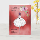 Debutante Gefeliciteerd met Red Girl en Flowers Kaart (Gele Bloem)