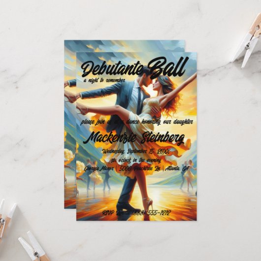 Debutantenbal Cotillion Balzaal Dansen Kaart (Voorkant / Achterkant in situ)