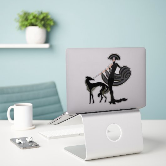 Dec Honden- en Dames Vinyl Sticker (Laptop op bureau)
