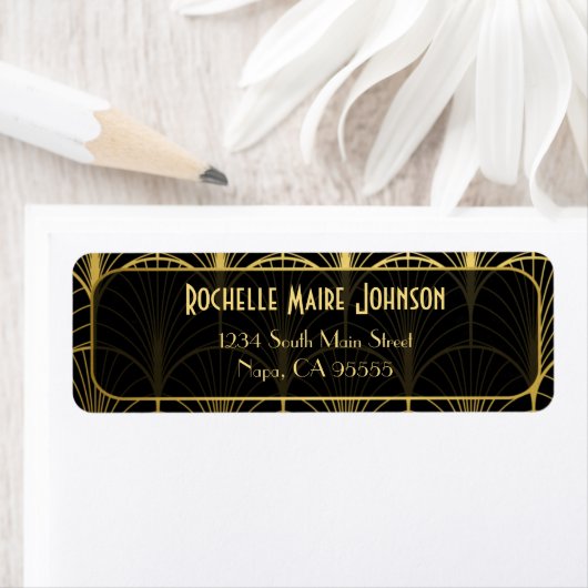 Decadence Golden Art Deco Retouradres Labels (Insitu)
