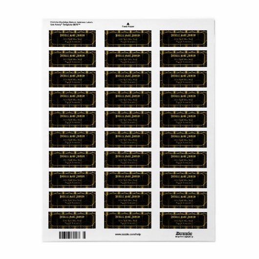 Decadence Golden Art Deco Retouradres Labels (Full Sheet)