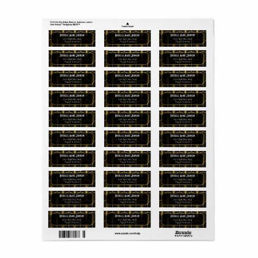 Decadence Golden Art Deco Retouradres Labels (Full Sheet)