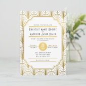 Decadence Golden Art Deco Uitnodiging (Staand voorkant)