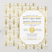 Decadence Golden Art Deco Uitnodiging (Voorkant / Achterkant)