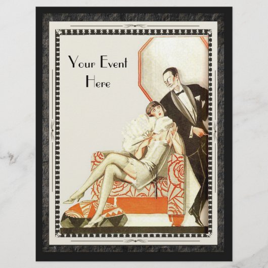 Decadent 1920s Art Deco Avant Garde Couple Custom Flyer (Voorkant)