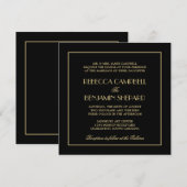 Decadent Deco elegant chic formal black bruiloft Kaart (Voorkant / Achterkant)