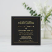 Decadent Deco elegant chic formal black bruiloft Kaart (Staand voorkant)