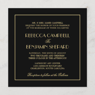 Decadent Deco elegant chic formal black bruiloft Kaart