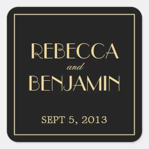 Decadent Deco elegant chic zwart bruiloft gunst la Vierkante Sticker