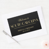 Decadent Deco elegante chic zwart welkom bruiloft Rechthoekige Sticker (Envelop)