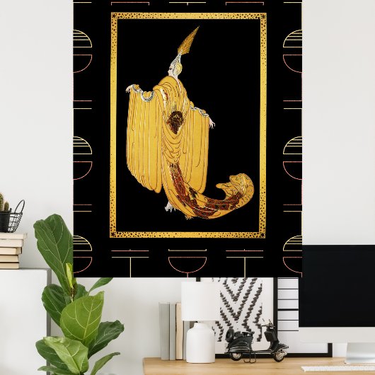 Decadent Deco Style Poster - Goud/Geel (Thuiskantoor)