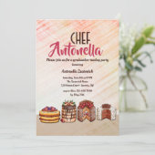 Decadent Desserts Chef Graduation Party Uitnodigin Kaart (Staand voorkant)