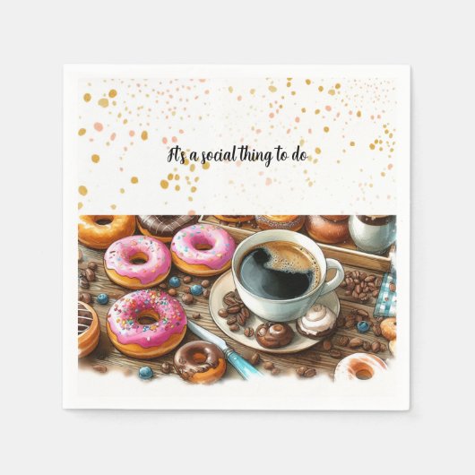 Decadent Donuts en Koffie Sociaal Papier Servetten (Voorkant)
