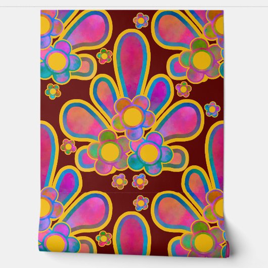 Decadent Guilded Retro Watercolor Ploomf in Iron Behang (Afrollen)