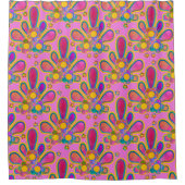 Decadent Guilded Retro Waterverf Ploomf bij zonson Douchegordijn (Voorkant)