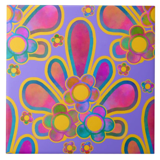 Decadent Guilded Retro Waterverf Ploomf Twilight Tegeltje (Voorkant)