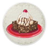 Decadent Ice Cream Sundae Brownie Drawer Trekt Keramische Knop (Voorkant)