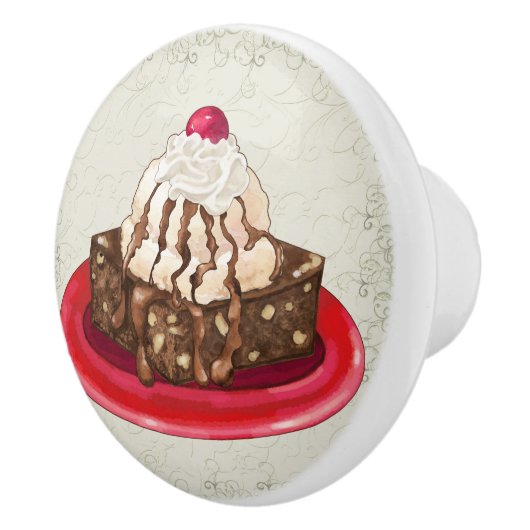 Decadent Ice Cream Sundae Brownie Drawer Trekt Keramische Knop (Rechts)