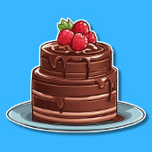 Decadent Raspberry Fudge Cake Waterdicht Sticker