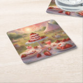 Decadent strawberry shortcake party supplies kartonnen onderzetters (Schuin)