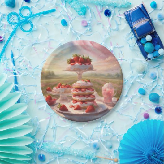 Decadent Strawberry Shortcake picknickfeest Papieren Bordje (Feest)