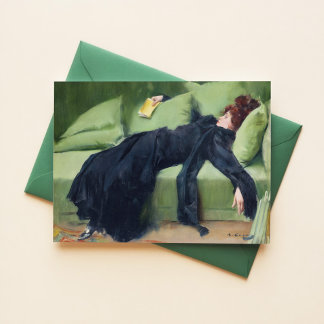 Decadente jonge vrouw Ramon Casas kunst Kaart