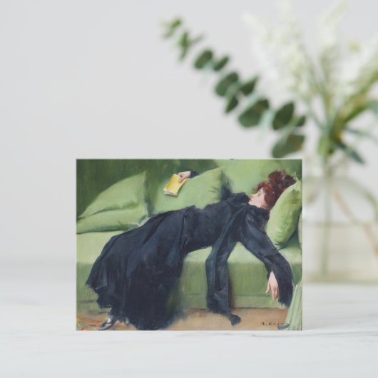 Decadente jonge vrouw Ramon Casas  kunst Kaart (Staand voorkant)