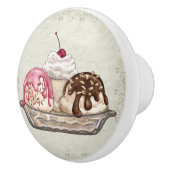 Decadente Neopolitan Ice Cream Sundae Lade Trekt Keramische Knop (Rechts)