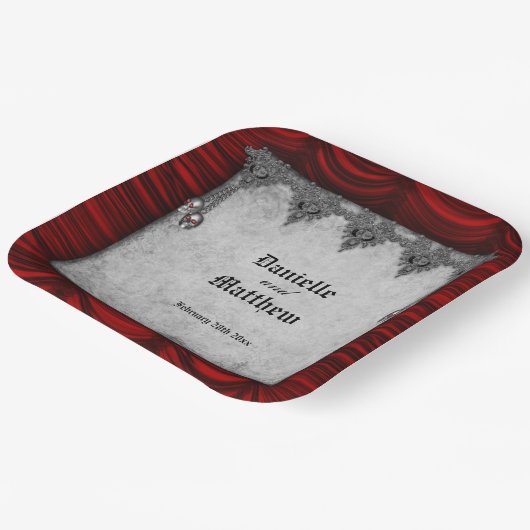  decadentie oud perkament gotische bruiloft papieren bordje (Gebogen)