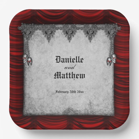  decadentie oud perkament gotische bruiloft papieren bordje (Voorkant)