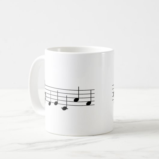 Decaf "DECAF" Music Note Coffee Mok Piano Teacher (Voorkant links)
