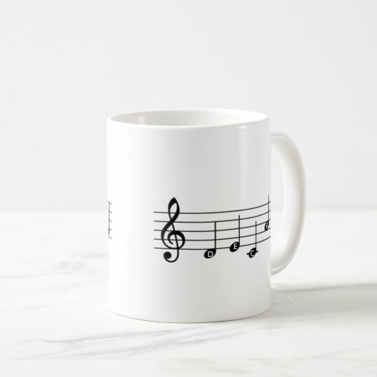 Decaf "DECAF" Music Note Coffee Mok Piano Teacher (Voorkant rechts)
