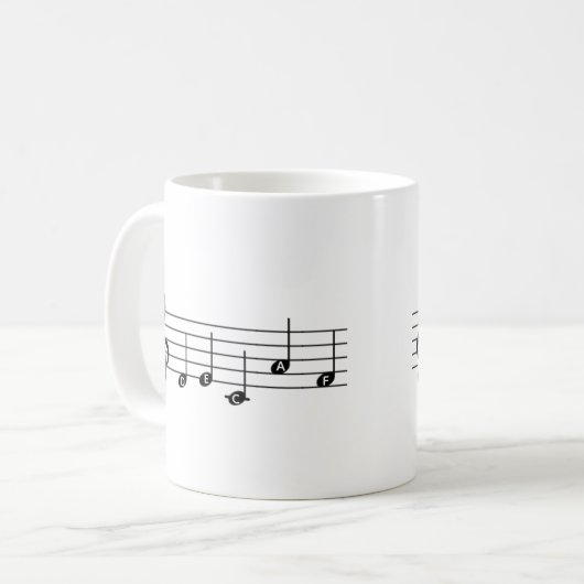 Decaf "DECAF" Music Note Coffee Mok Piano Teacher (Voorkant links)