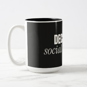 Decaf is een sociaal construct grap koffiemok tweekleurige koffiemok
