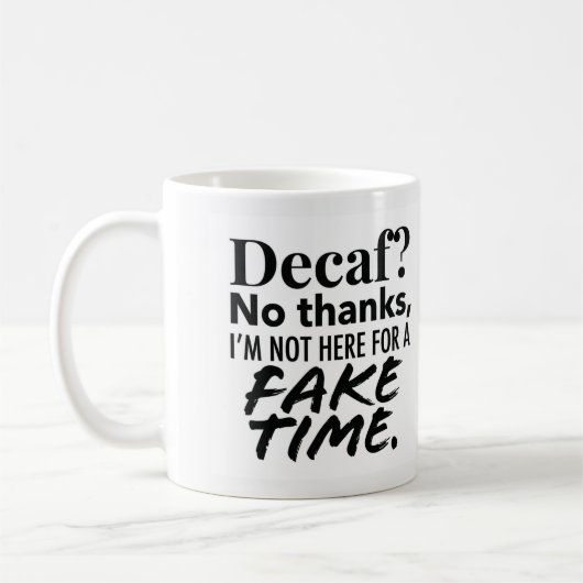 Decaf is nep koffie mok (Links)
