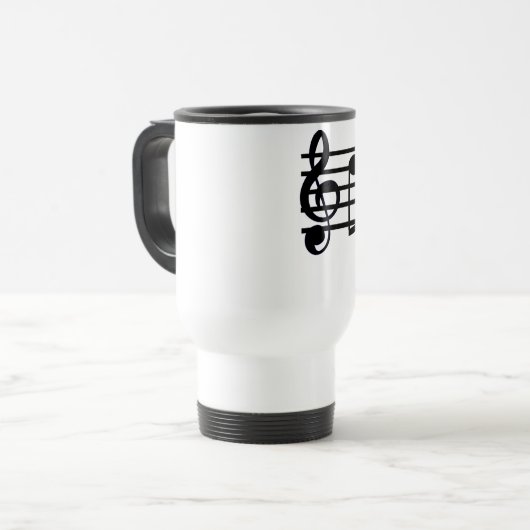 "Decaf" Treble Clef Coffee/Tea Container Reisbeker (Voorkant links)