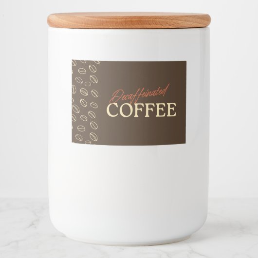 Decaffeinated Coffee Label – Retro Coffee Beans Voedselcontainer Etiket (Voorkant)