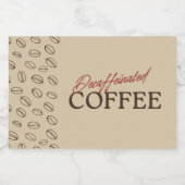 Decaffeinated Coffee Label – Retro Coffee Beans Voedselcontainer Etiket (Enkel label)
