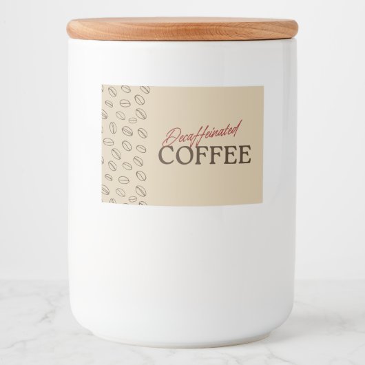 Decaffeinated Coffee Label – Retro Coffee Beans Voedselcontainer Etiket (Voorkant)