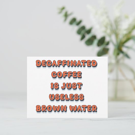 Decaffineerde koffie cool grappig  retro humor briefkaart (Staand voorkant)